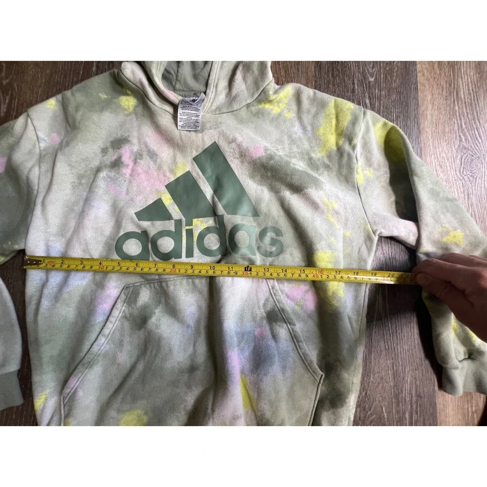 Adidas Hoodie‎ Youth XL Green Tie Dye Good Loose Fit Fleece Logo Sweatshirt
